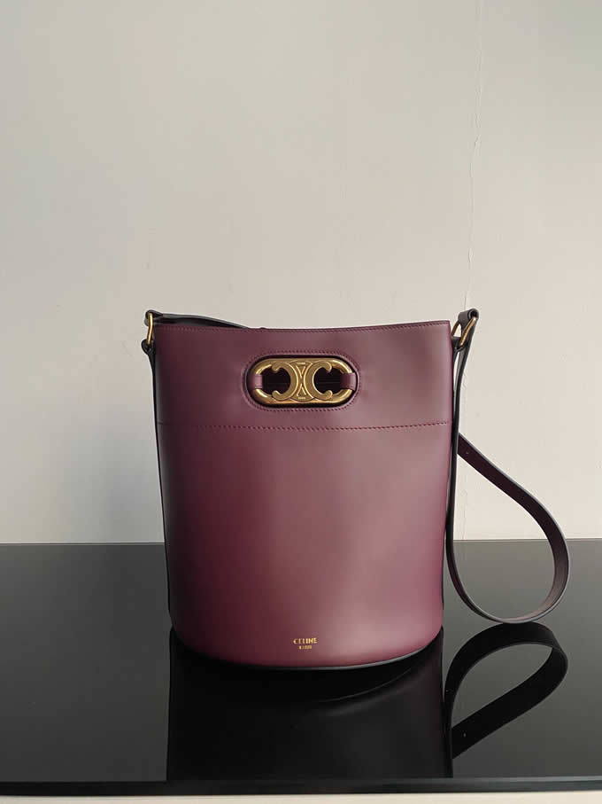 Fake Celine Cheap New Wine Red Bucket Maillon Triomphe Messenger Bag